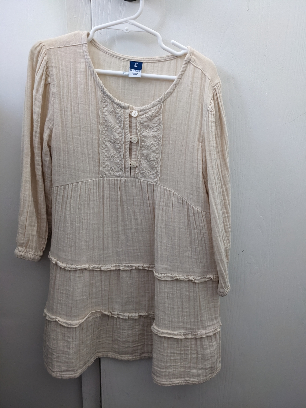 Girl's Peasant Dress with Lace Trim